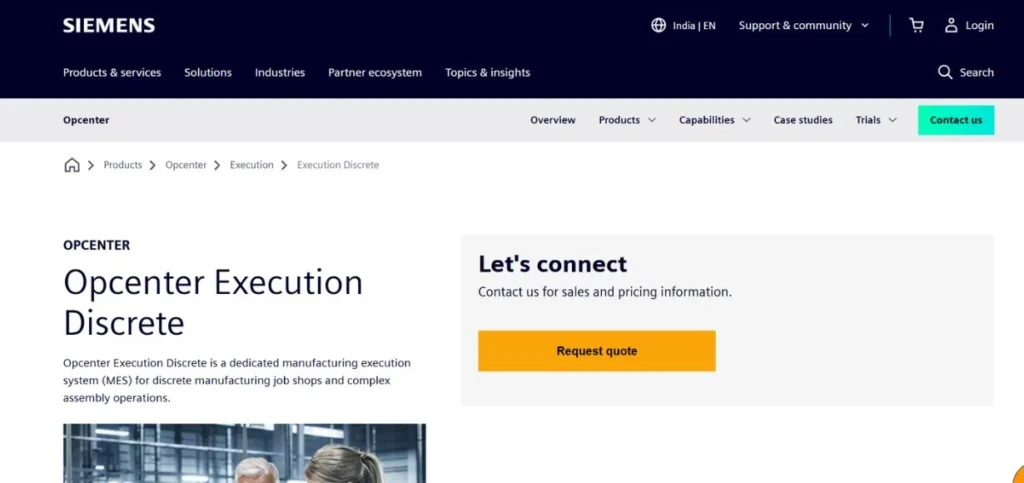 MES Software for Discrete Manufacturing - Siemens Opcenter Execution Discrete