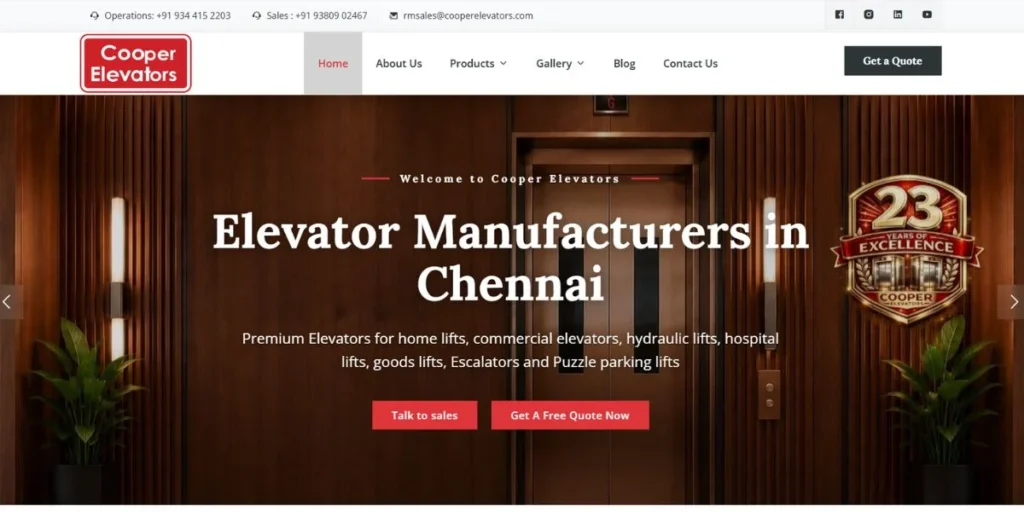 Cooper Elevators - Elevator Companies in Chennai