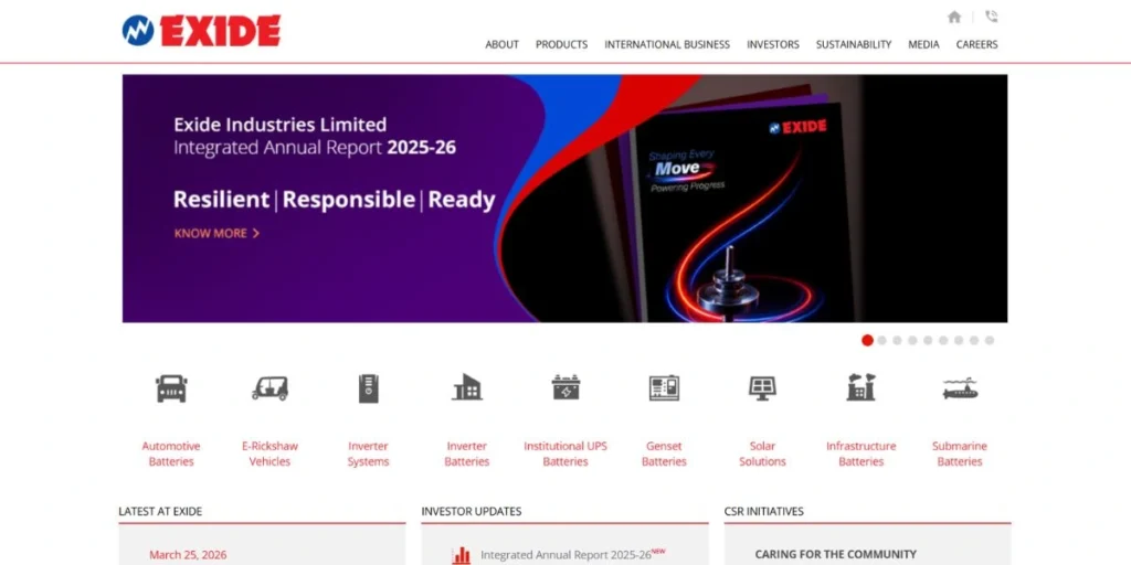 Exide Industries Ltd - Battery Companies in India