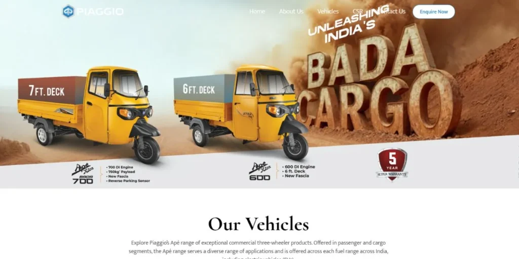 Piaggio Vehicles Pvt. Ltd - E-Rickshaw Company in India