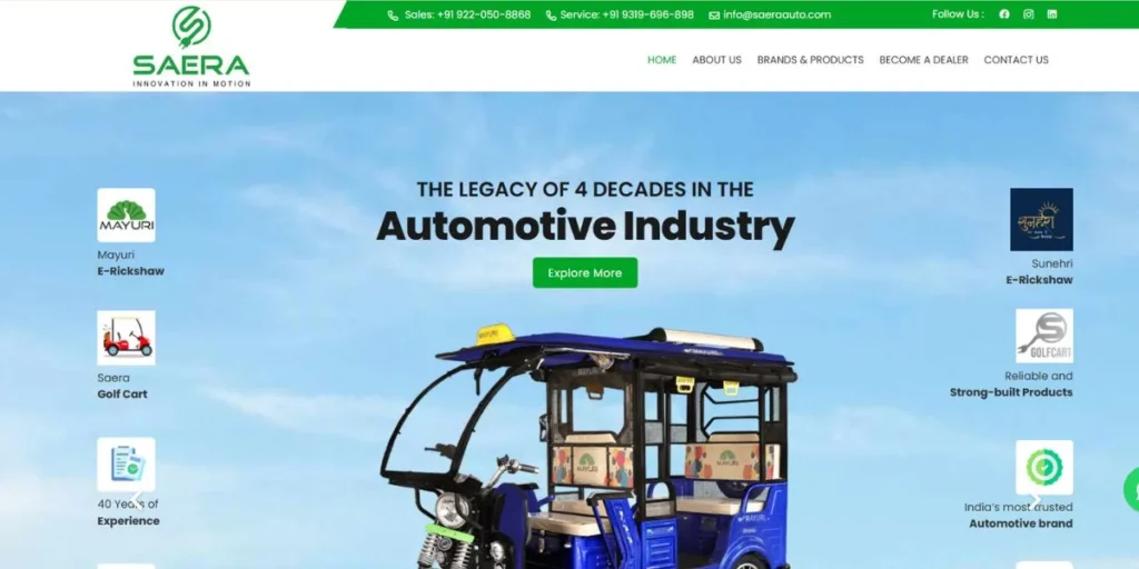 Saera Electric Auto (Mayuri) - E-Rickshaw Company in India