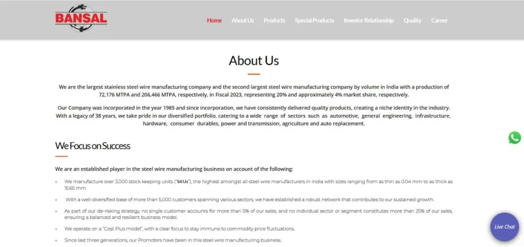 Bansal Wire Industries Limited - Manufacturing Companies in Ghaziabad