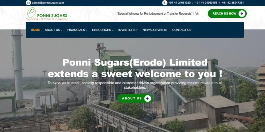 Ponni Sugars (Erode) Ltd - Manufacturing Companies in Salem