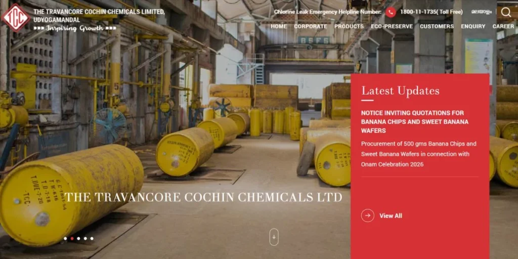 The Travancore Cochin Chemicals Limited (TCC) - Manufacturing Companies in Kochi